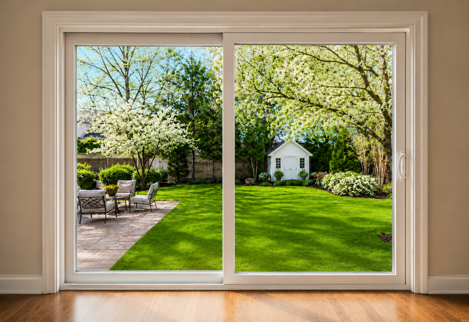 Window after cleaning, crystal-clear streak-free glass
